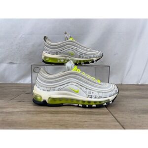 Nike Air Max 97 White Volt Just Do It Logo Print Sneakers 921522-108 Womens 6